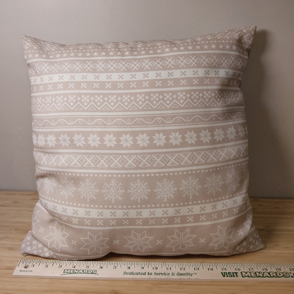 Snowflake Dreams Holiday Pillow By Adornly Home Cream Beige 19IN